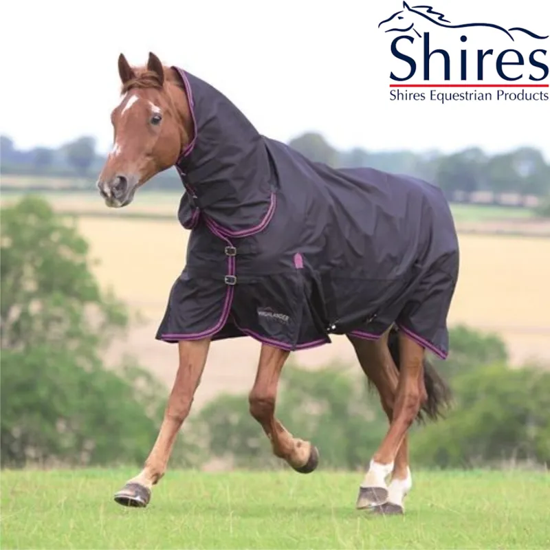 Shires Highlander Original Lightweight Combo Turnout Rug - Black/Fuchsia 